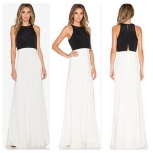 JILL STUART Maxi Dress Size 10 Black White Designer Luxury Gown Wedding Evening